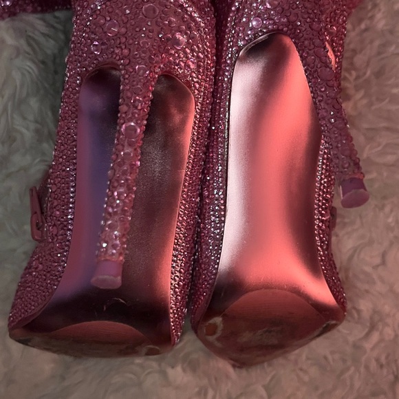 Pink Rhinestone Thigh High Boots - Picture 6 of 7